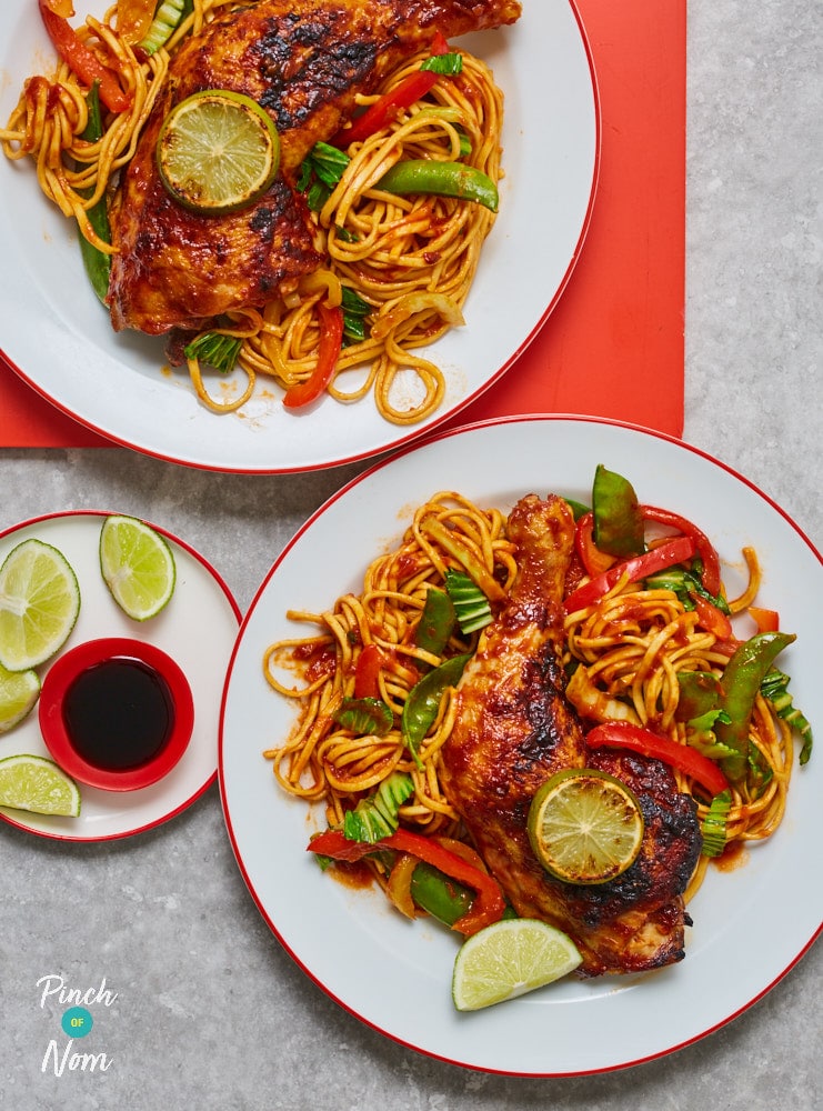 Sticky Chilli Chicken with Noodles - Pinch of Nom Slimming Recipes