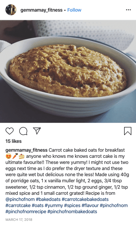 Carrot Cake Baked Oats - Pinch of Nom Slimming Recipes