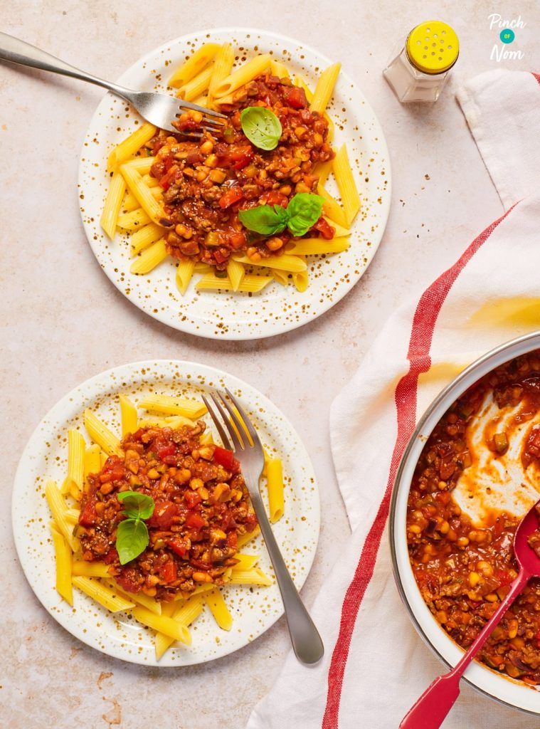 Baked Bean Bolognese - Pinch of Nom Slimming Recipes