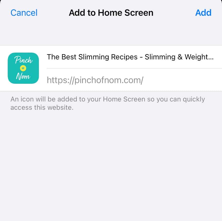 How To Add The Pinch of Nom Website To Your Home Screen – iOS and Android - Pinch of Nom Slimming Recipes