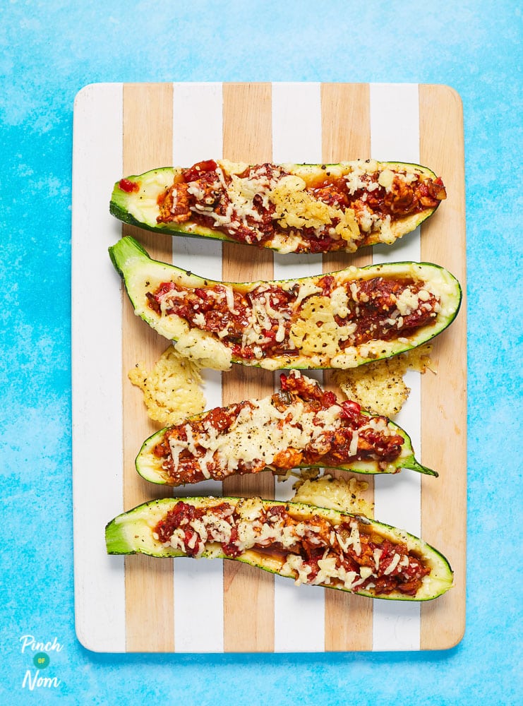 Lasagne Courgette Boats - Pinch of Nom Slimming Recipes