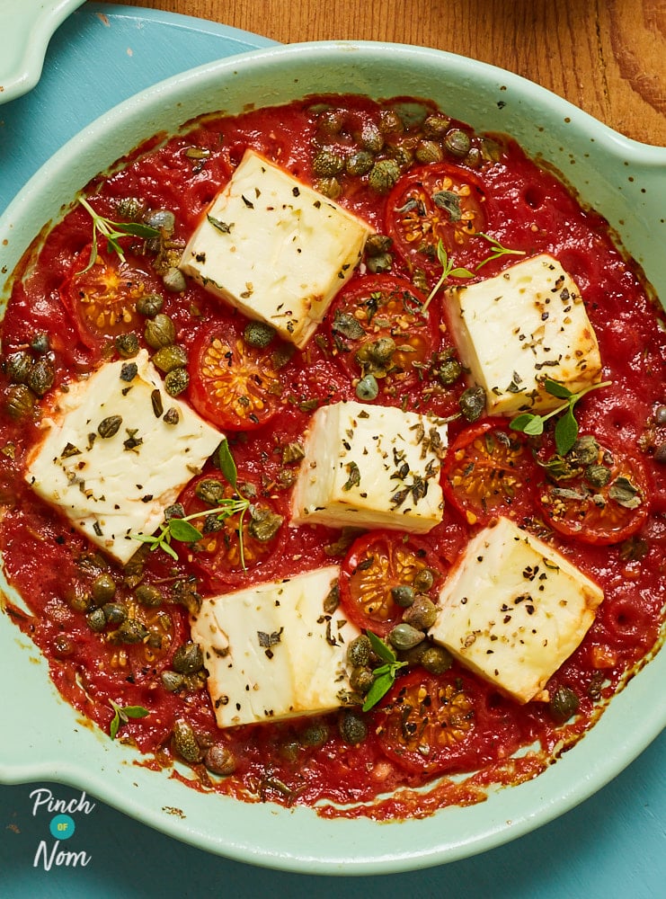 Baked Feta and Tomatoes - Pinch of Nom Slimming Recipes