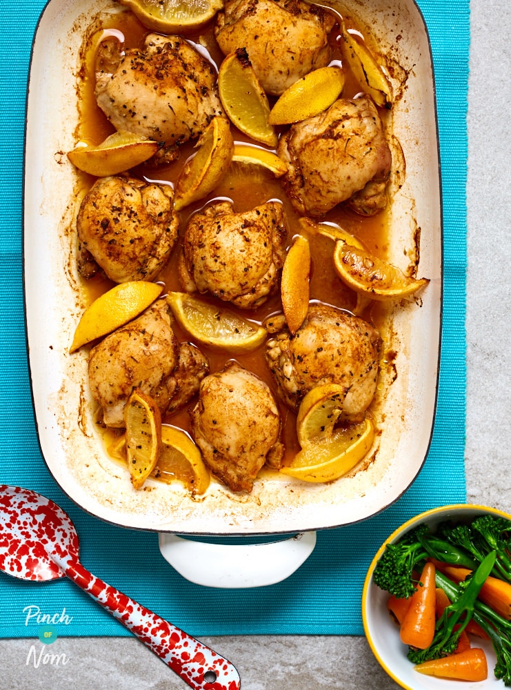 Baked Chicken Thighs with Cumin and Lemon - Pinch of Nom Slimming Recipes