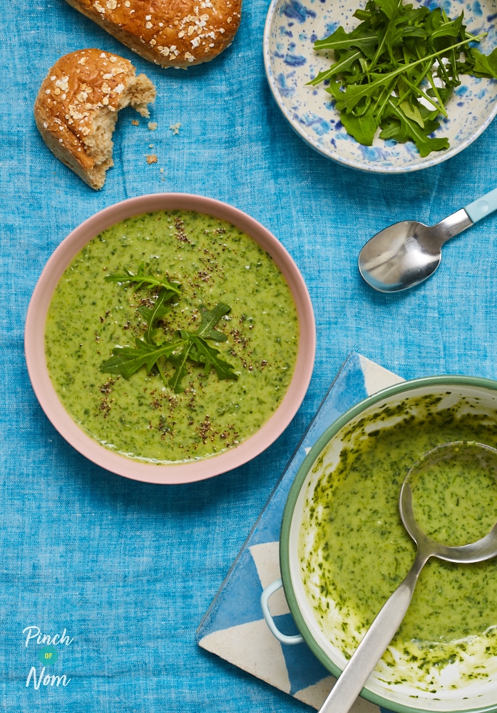 Cream of Spinach and Rocket Soup - Pinch of Nom Slimming Recipes