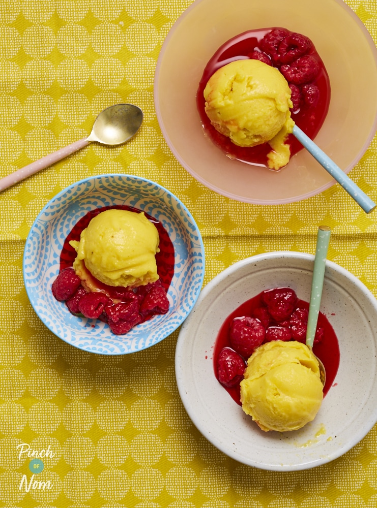 Mango and Raspberry Ice Cream - Pinch of Nom Slimming Recipes