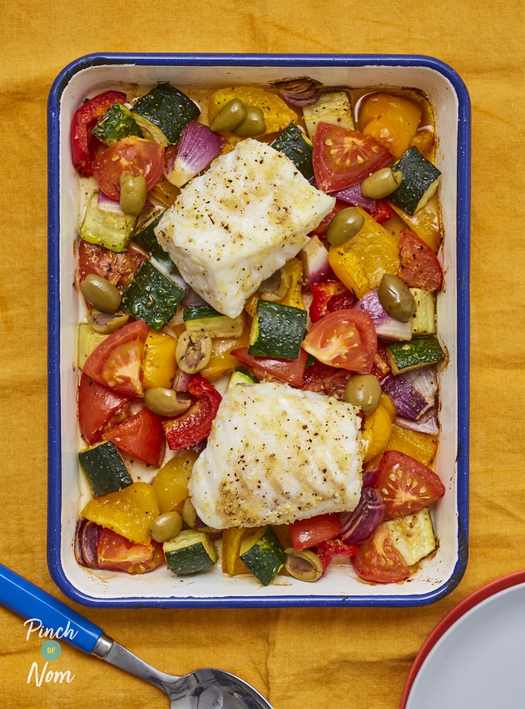 Baked Cod Provencal - Pinch of Nom Slimming Recipes