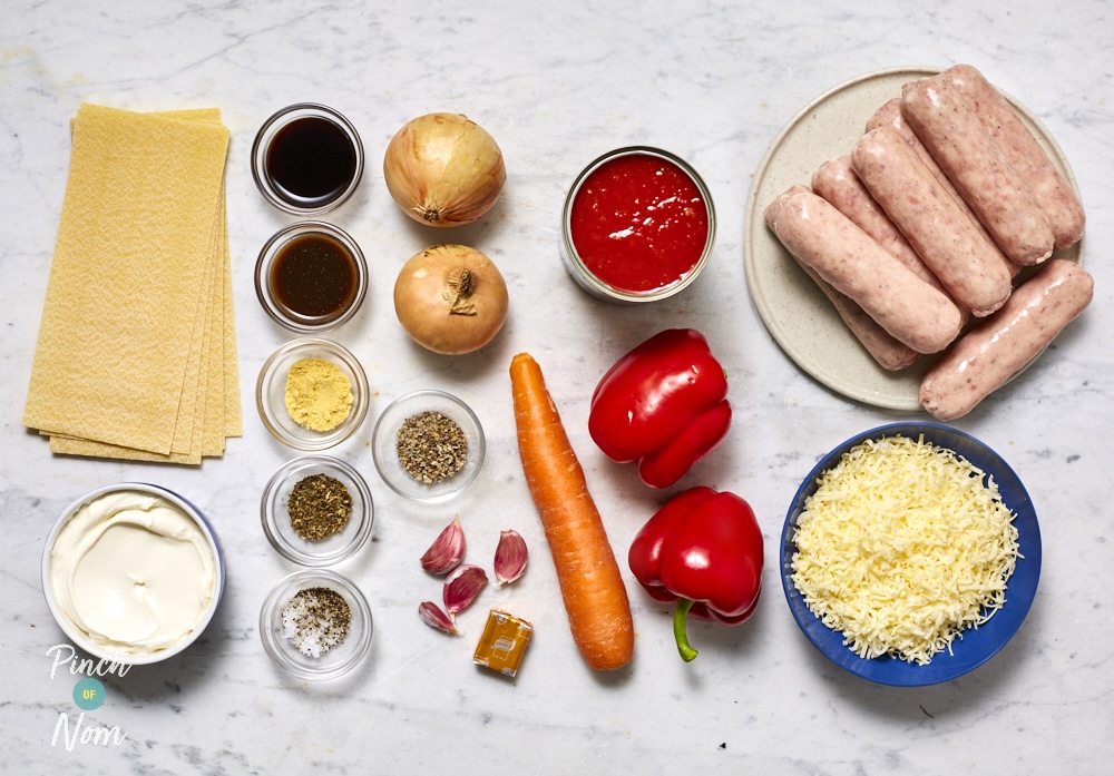 Sausage Lasagne - Pinch of Nom Slimming Recipes