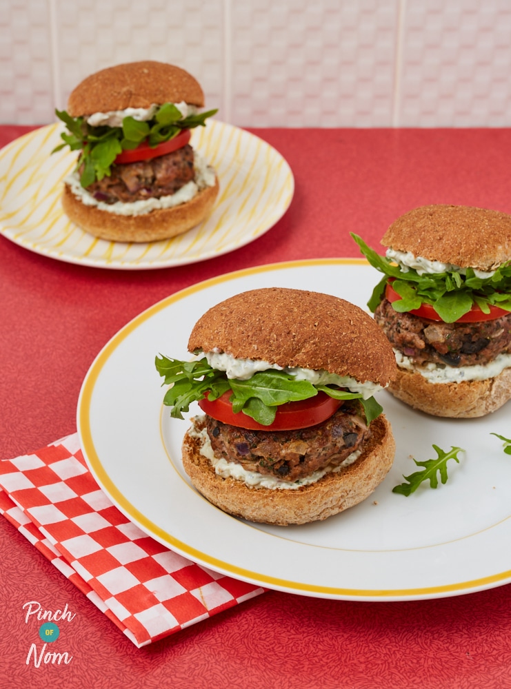 Beef and Feta Burgers - Pinch of Nom Slimming Recipes