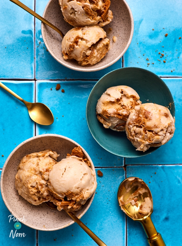 Biscoff Swirl Ice Cream - Pinch of Nom Slimming Recipes