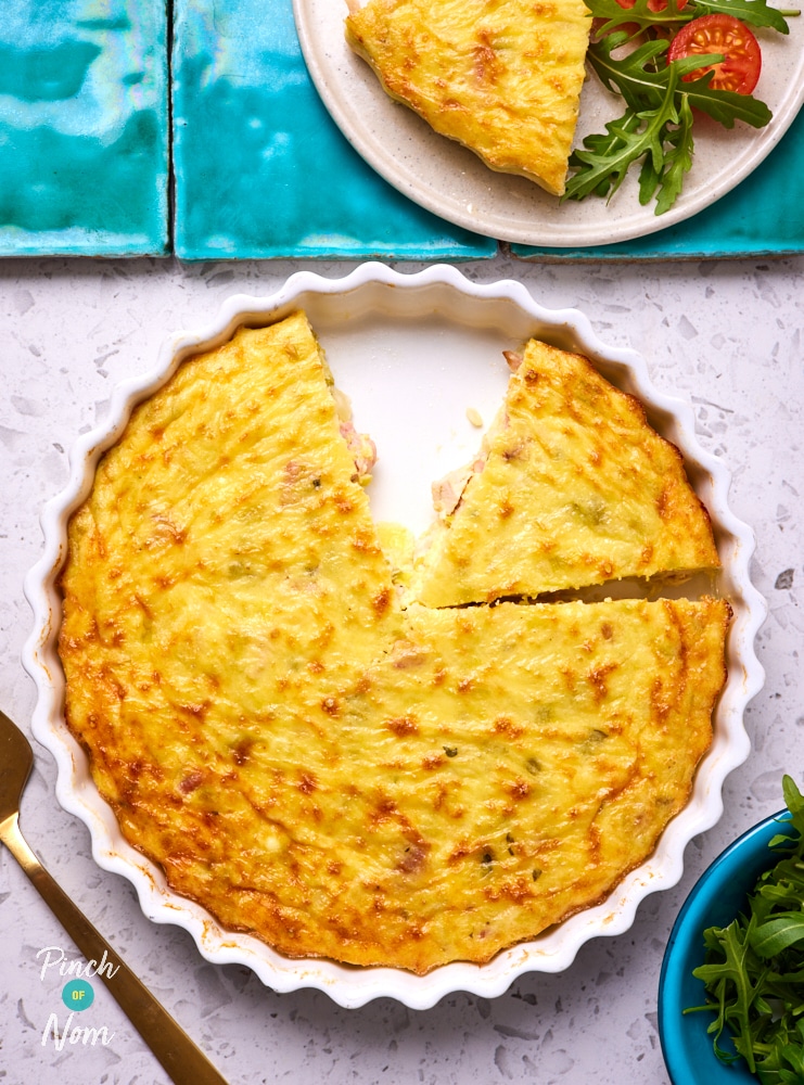 Chicken Bacon and Leek Crustless Quiche - Pinch of Nom Slimming Recipes