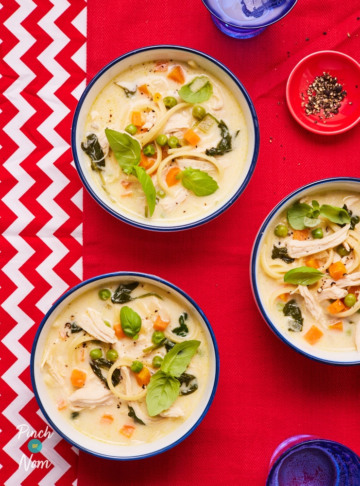 Creamy Chicken and Lemon Noodle Soup - Pinch of Nom Slimming Recipes