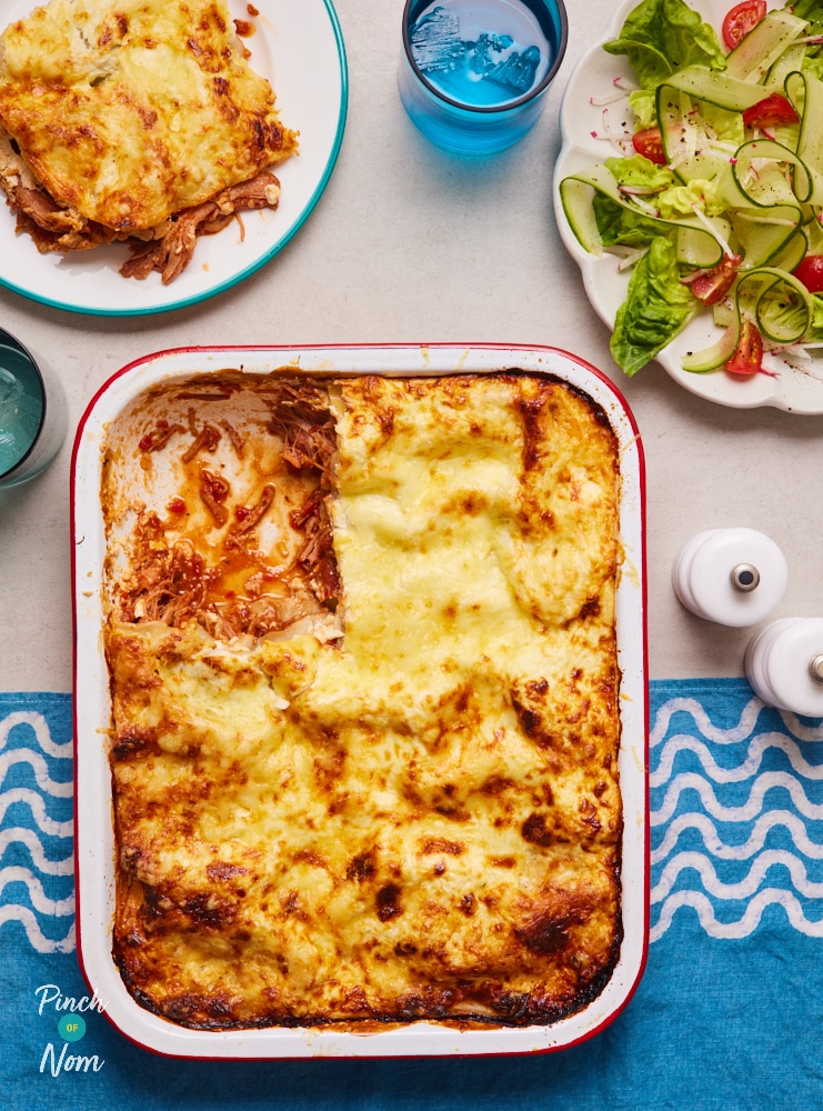 Slow Cooker Pulled Pork Lasagne - Pinch Of Nom